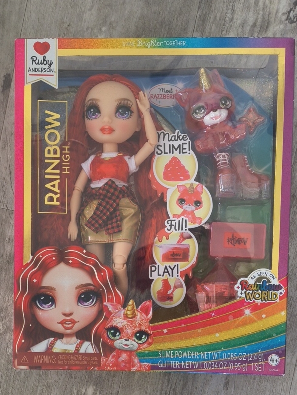 Rainbow High Doll with Red Hair & Pink Pet - Make Slime Playset
